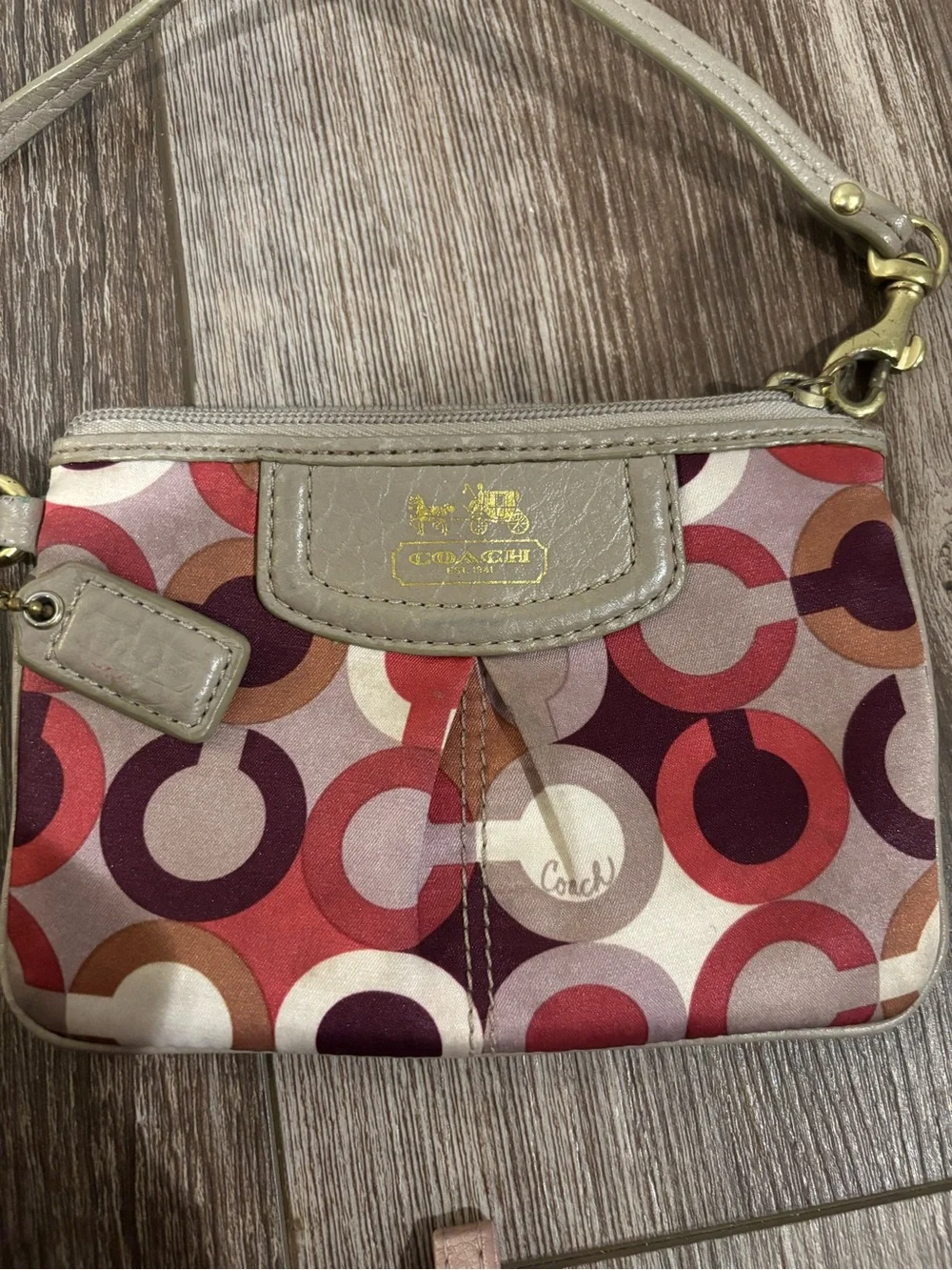 Vintage Coach Madison Signature Op Art wristlet